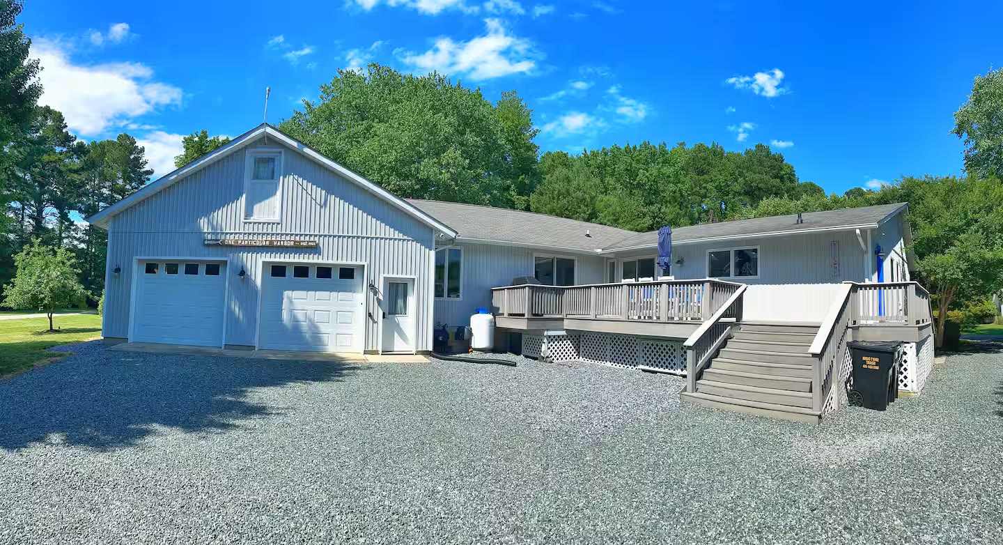 House, garage, and deck