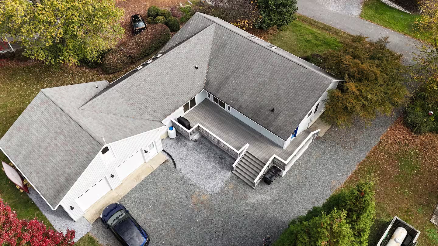 Aerial view of the house
