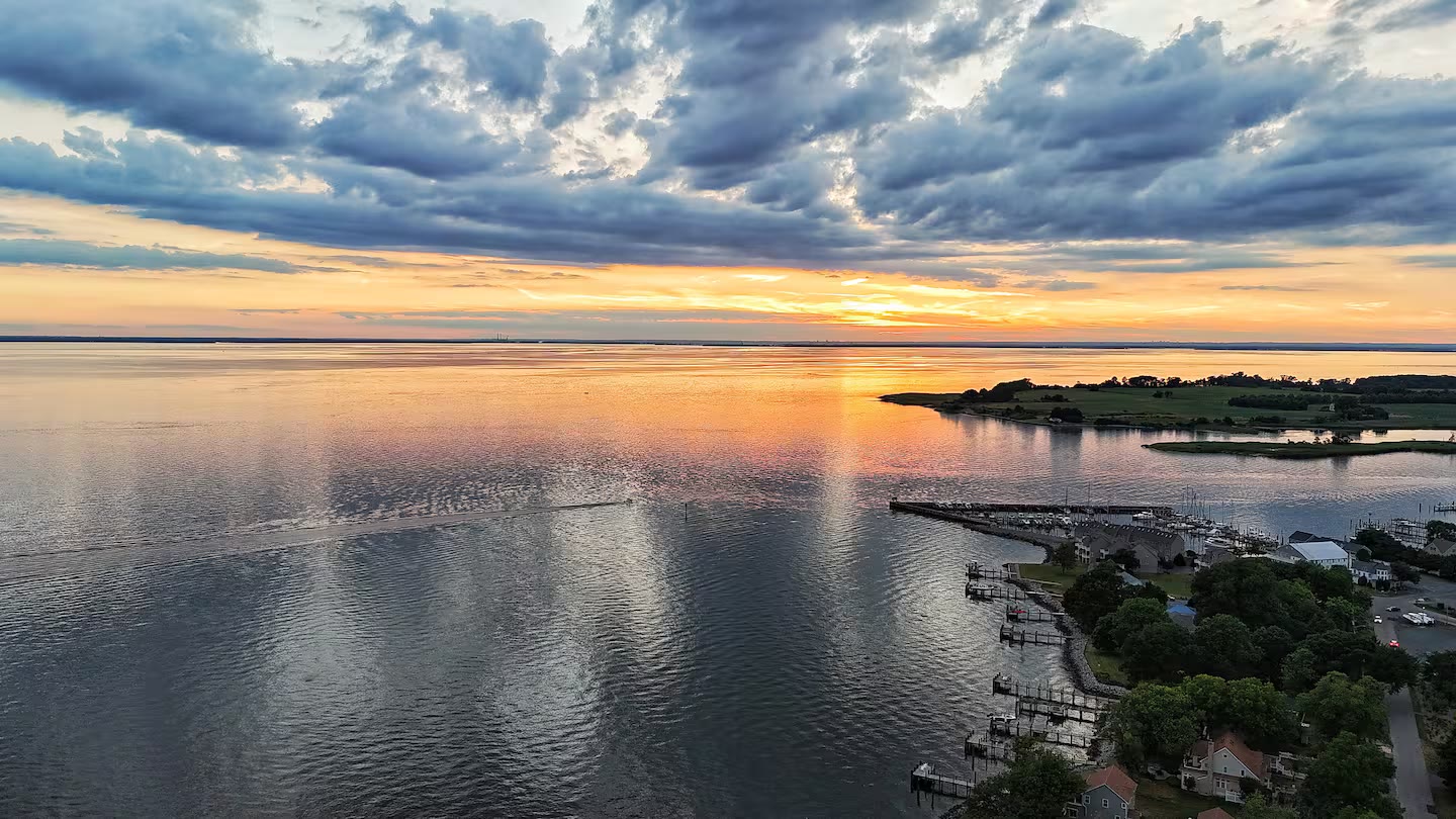 Sunset over the water near Rock Hall